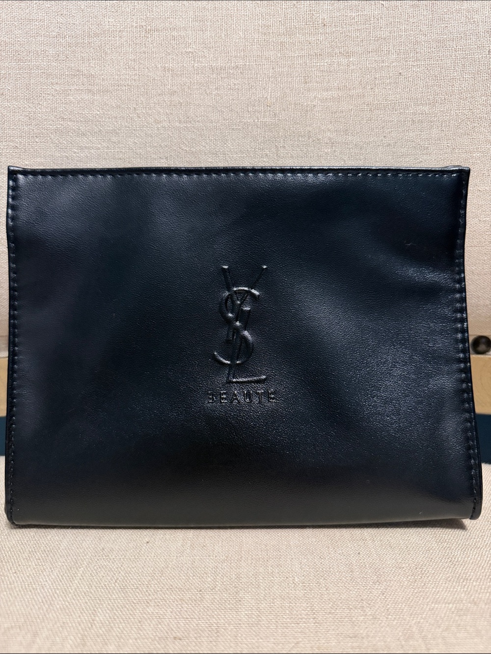 YSL Black Faux Leather Makeup/Travel Pouch